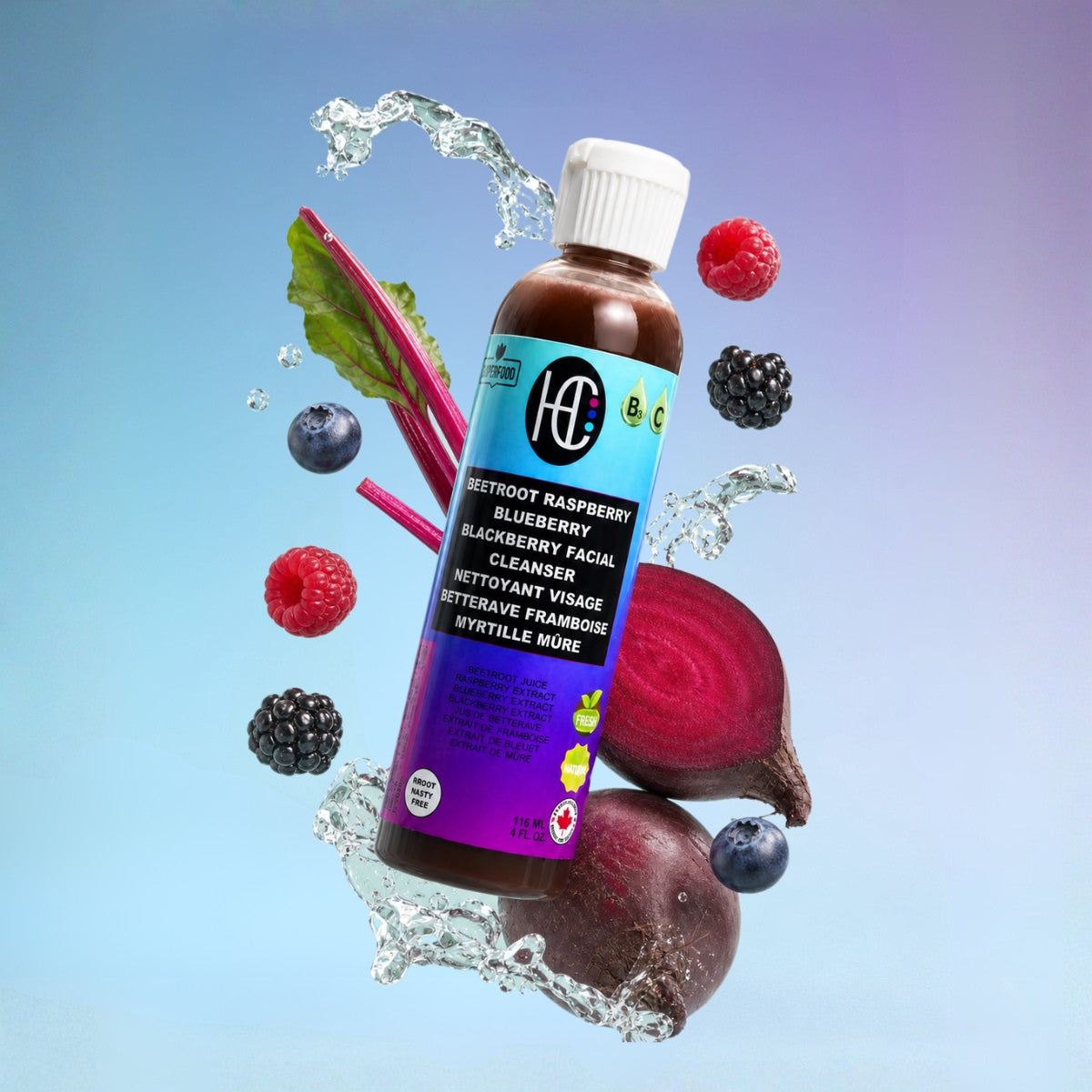 Beetroot & Berry Antioxidant Facial Cleanser – Daily Hydrating Face Wash with Vitamin C & B5 | Removes Oil, Dirt & Makeup | 118mL / 4 fl oz