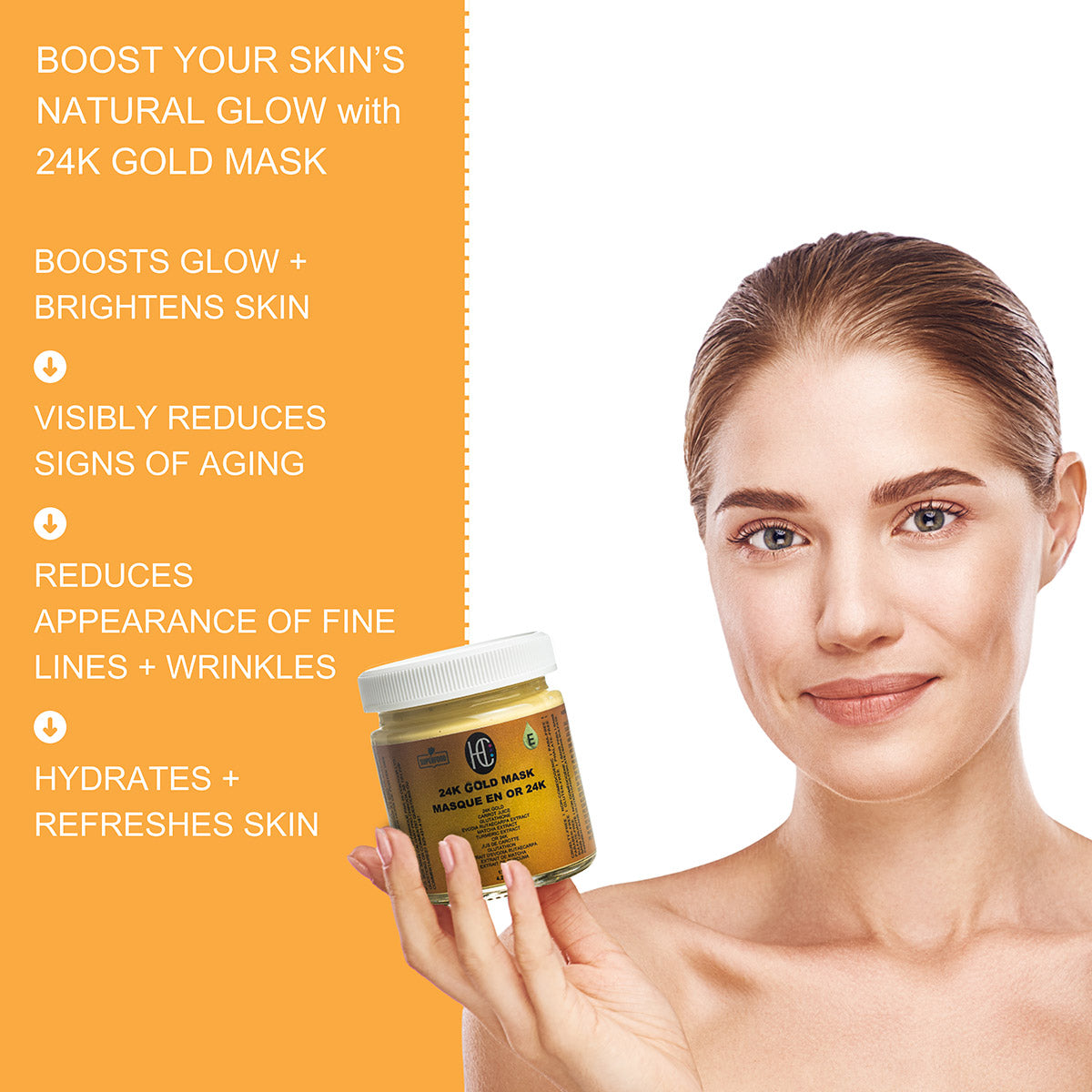 24K Gold Radiance Mask – Anti-Aging Weekly Face Mask | Fresh Carrot Juice, Matcha & Turmeric | Glutathione & Vitamin E | 125mL / 4.2 fl oz
