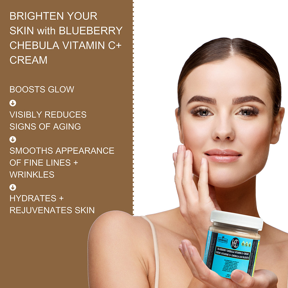 Blueberry Chebula Vitamin C+ Face Cream – Daily Anti-Aging, Brightening & Hydrating Moisturizer | Fresh Blueberry, Cucumber & Chebula Extract + Hyaluronic Acid + Vitamins B5, C & E | 125mL