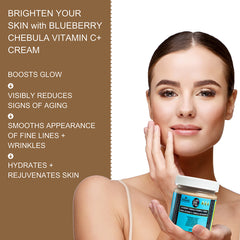 Blueberry Chebula Vitamin C+ Face Cream – Daily Anti-Aging, Brightening & Hydrating Moisturizer | Fresh Blueberry, Cucumber & Chebula Extract + Hyaluronic Acid + Vitamins B5, C & E | 125mL