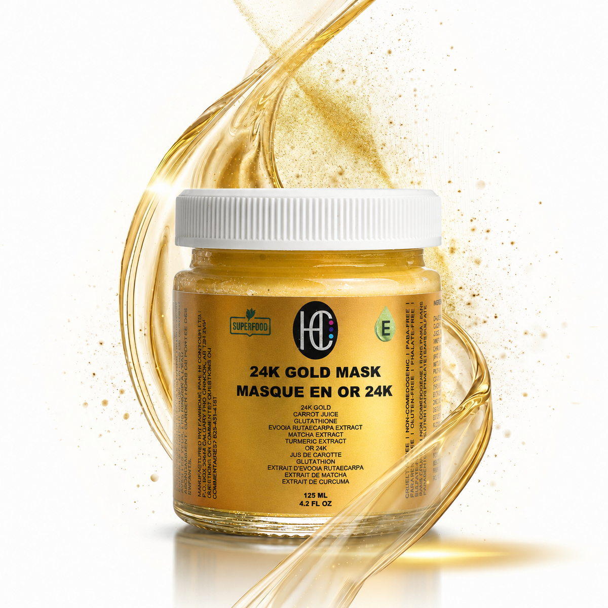 24K Gold Radiance Mask – Anti-Aging Weekly Face Mask | Fresh Carrot Juice, Matcha & Turmeric | Glutathione & Vitamin E | 125mL / 4.2 fl oz