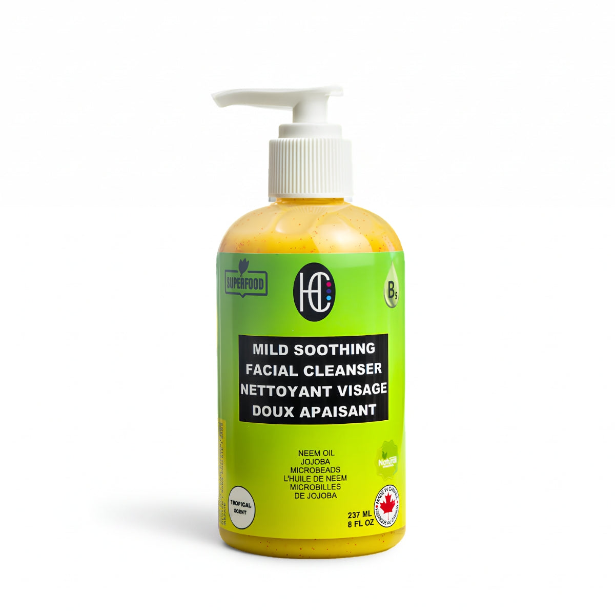 Mild Soothing Facial Cleanser – Daily Hydrating Face Wash | Neem Oil + Jojoba Microbeads + Avocado Oil | Removes Oil, Dirt & Makeup | Vitamin B5 for Elasticity | 237mL