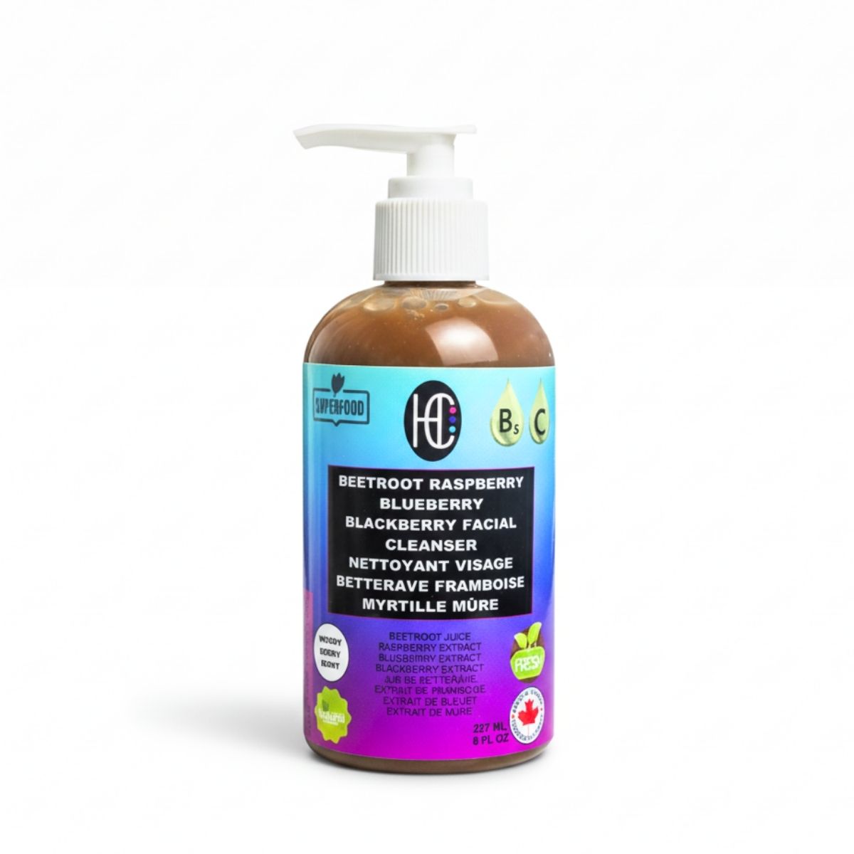 Berry & Beetroot Facial Cleanser – Daily Hydrating Face Wash | Fresh Beetroot Juice + Raspberry, Blueberry & Blackberry Extracts | Avocado Oil, Vitamin B5 & Vitamin C | 237mL