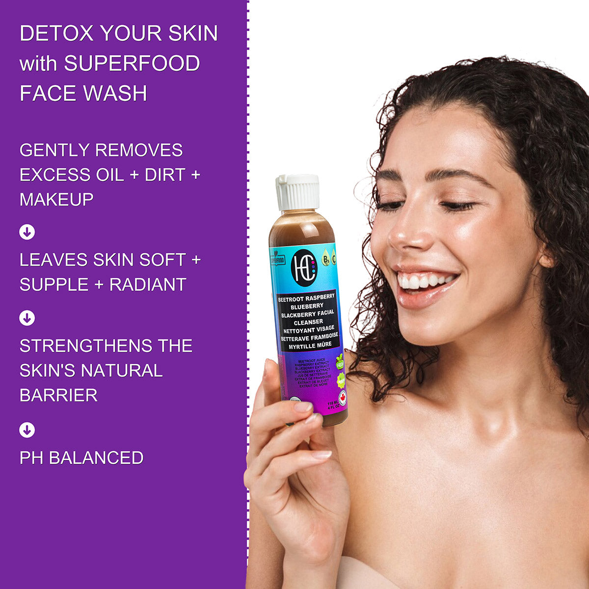 Beetroot & Berry Antioxidant Facial Cleanser – Daily Hydrating Face Wash with Vitamin C & B5 | Removes Oil, Dirt & Makeup | 118mL / 4 fl oz
