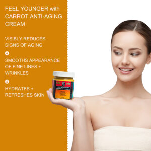 Carrot Anti-Aging Cream – Daily Brightening & Hydrating Face Moisturizer | Carrot Juice + Chebula Extract + Argireline + Hyaluronic Acid | 125mL