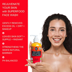 Carrot Ginger Facial Cleanser – Brightening Daily Face Wash with Vitamin C & B5 | Removes Oil, Dirt & Makeup | 237ml / 8 fl oz