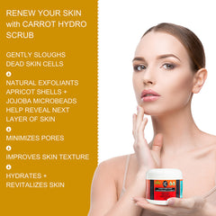 Carrot Hydro Scrub – Daily Face & Body Exfoliator | Fresh Carrot Juice + Jojoba Beads + Vitamin C & E | 120mL