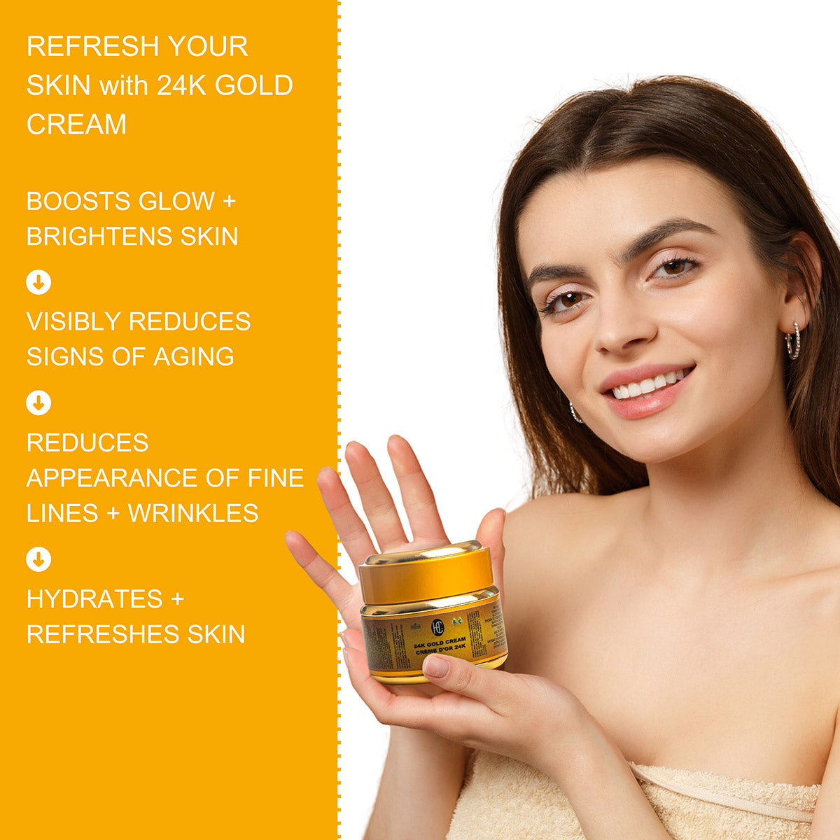 24K Gold Glow Cream – Daily Radiance & Hydration Face Moisturizer with Fresh Carrot Juice, Hyaluronic Acid & Glutathione | Matcha & Turmeric Extracts | Vitamin B5 & C | 50mL / 1.7 fl oz