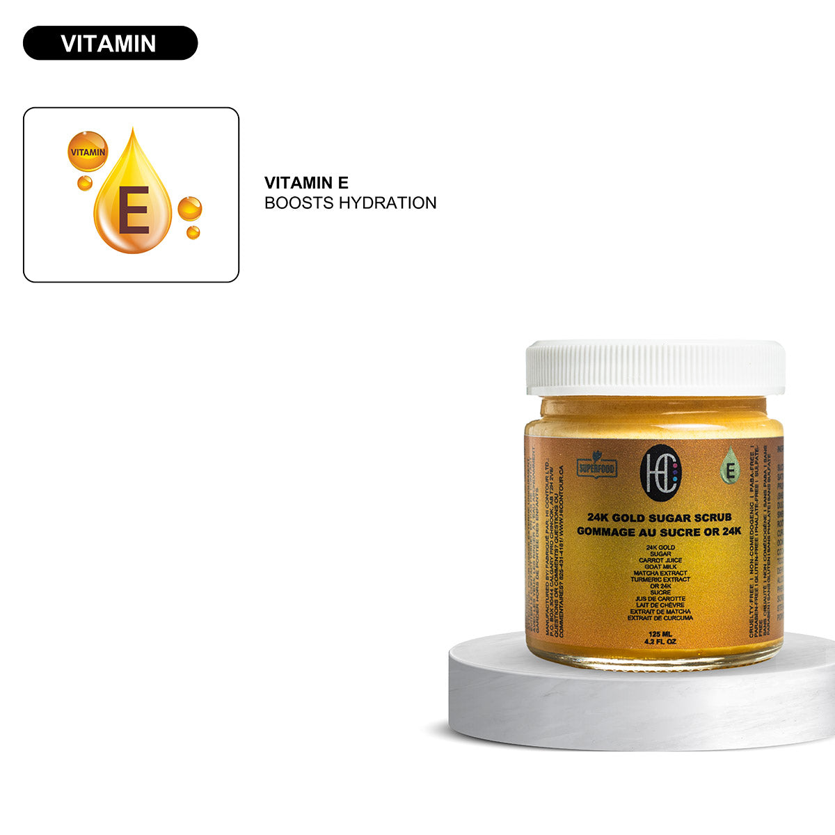 24K Gold Radiance Sugar Scrub – Anti-Aging Face & Body Exfoliator | Fresh Carrot Juice, Matcha & Turmeric | Natural Sugar Crystals | 125mL / 4.2 fl oz