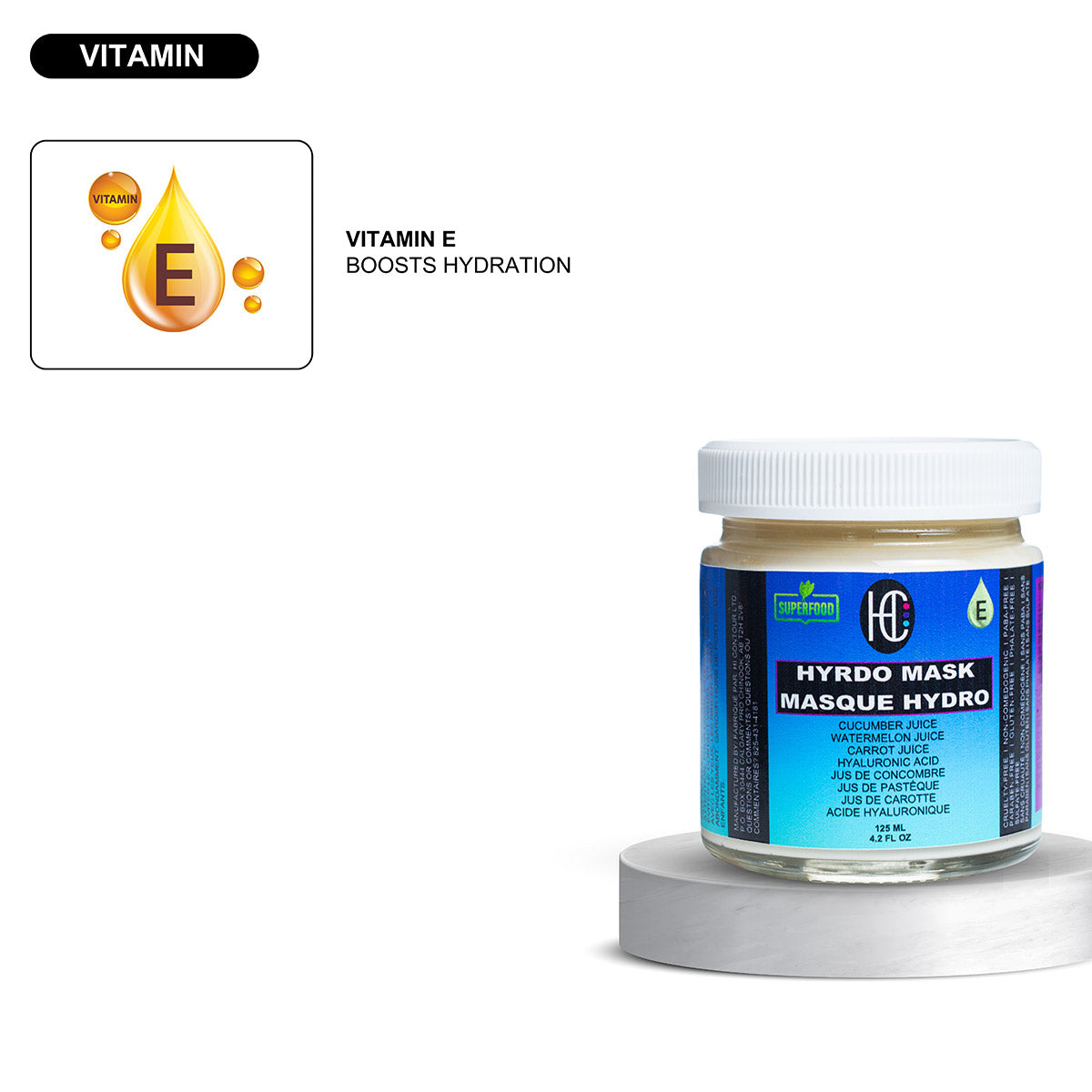 Hydro Mask – Weekly Hydration Boost | Fresh Cucumber, Watermelon & Carrot Juice | Hyaluronic Acid & Vitamin E | 125mL