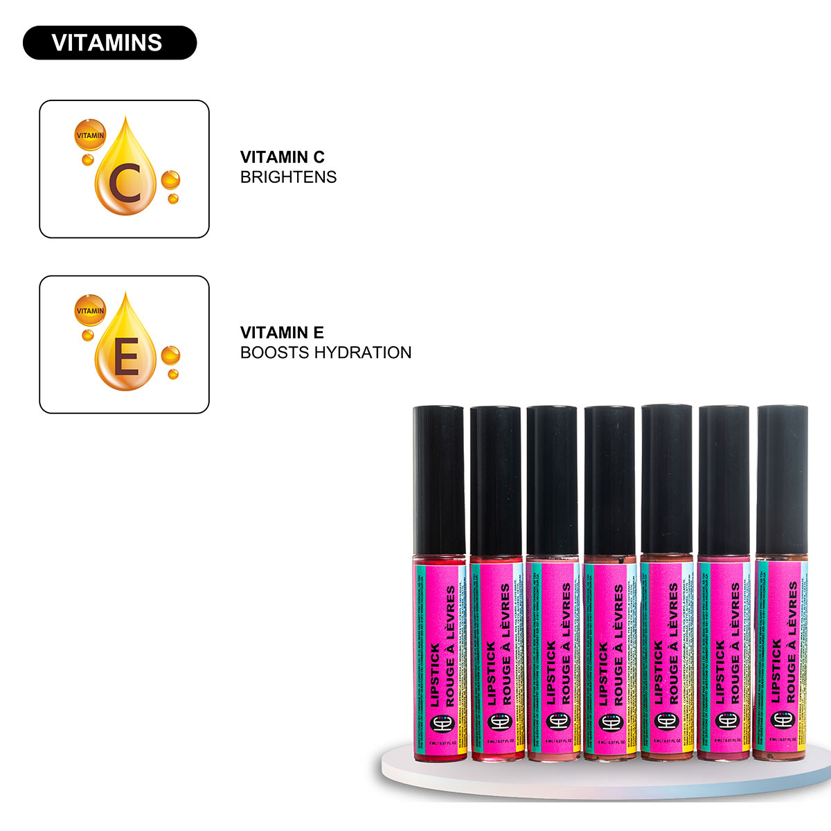 Hydrating Antioxidant Lipstick – Plant-Based Nourishment with Hyaluronic Acid, Vitamin C & E | Brightens & Softens Lips | 8ml / 0.28 fl oz