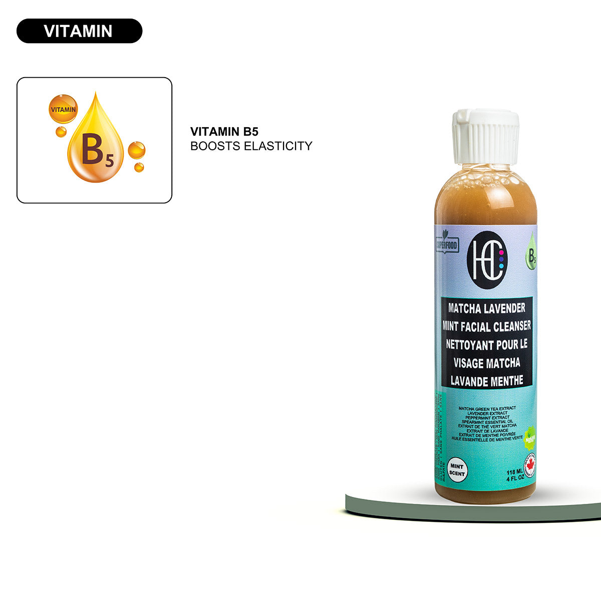 Matcha Lavender Mint Facial Cleanser – Daily Hydrating Face Wash | Matcha, Lavender & Fresh Mint | Avocado Oil & Vitamin B5 | 118mL / 4 fl oz