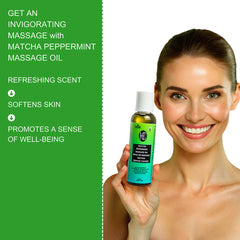 Matcha & Peppermint Massage Oil – Cooling, Relaxing & Hydrating | Vitamin E & Botanical Oils | 60mL