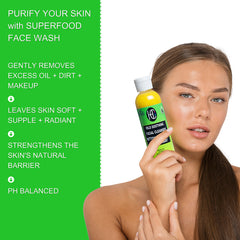 Mild Soothing Facial Cleanser – Daily Hydrating Face Wash with Neem Oil & Jojoba Microbeads | Vitamin B5 & Avocado Oil | 118mL / 4 fl oz