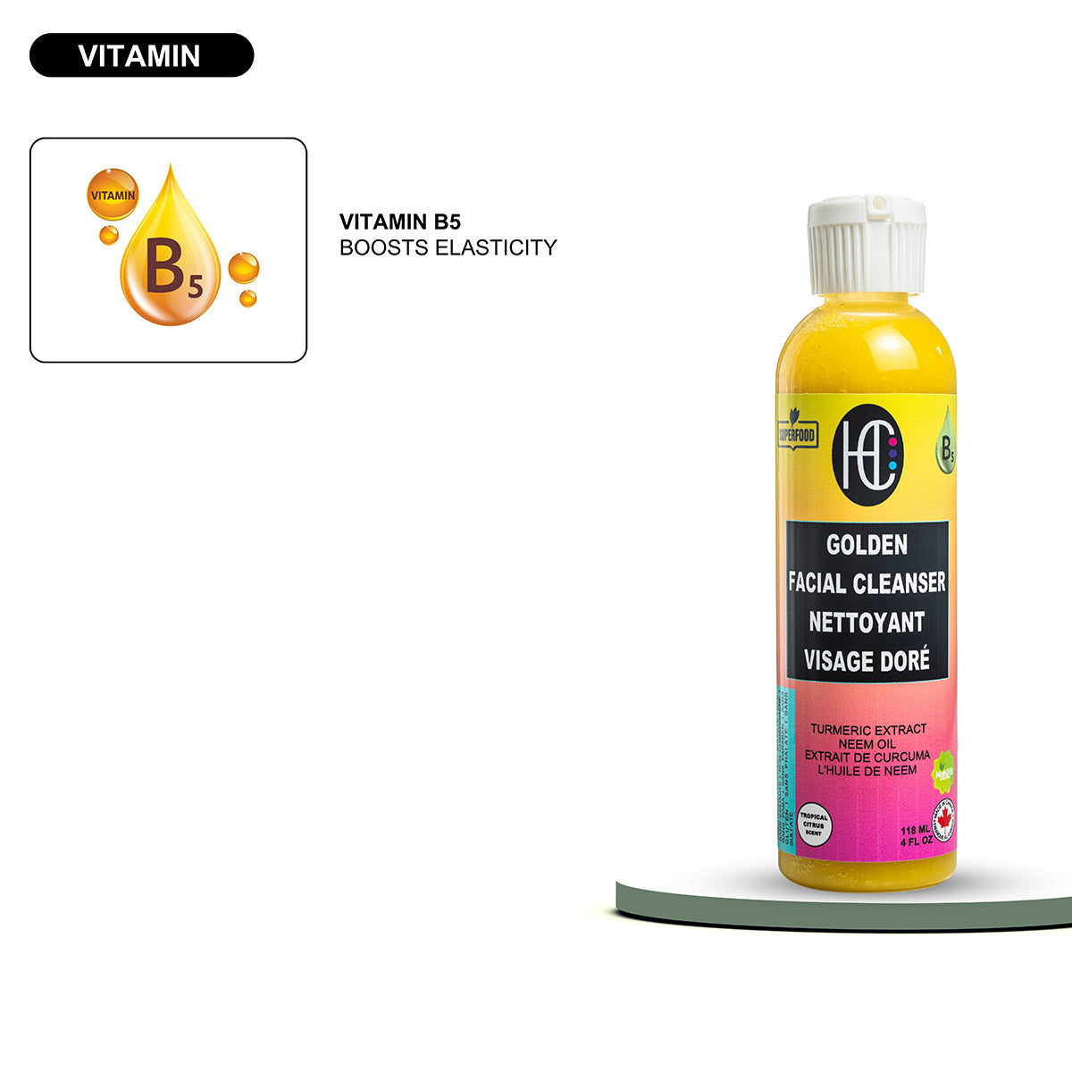 New Golden Facial Cleanser – Daily Hydrating Face Wash | Turmeric Extract + Neem Oil + Vitamin B5 | 118mL