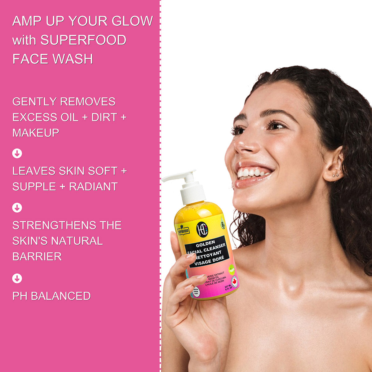 New Golden Facial Cleanser – Daily Hydrating Face Wash | Turmeric Extract + Neem Oil + Vitamin B5 | 118mL