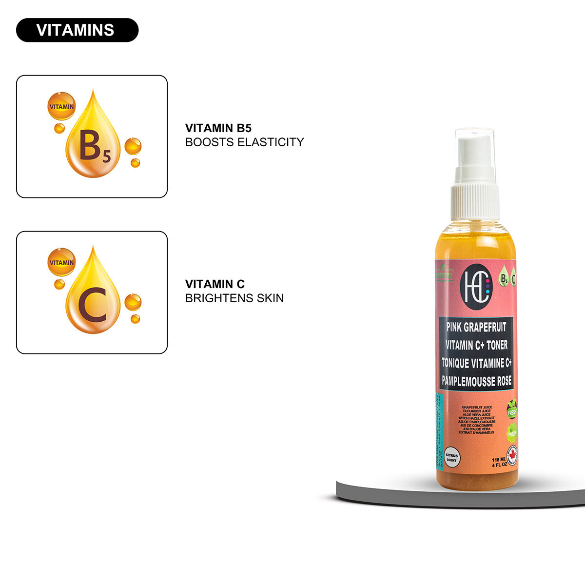 Pink Grapefruit Brightening Face Toner – Refreshing, Pore-Minimizing & Hydrating | Aloe Vera, Cucumber & Willow Bark | 118mL