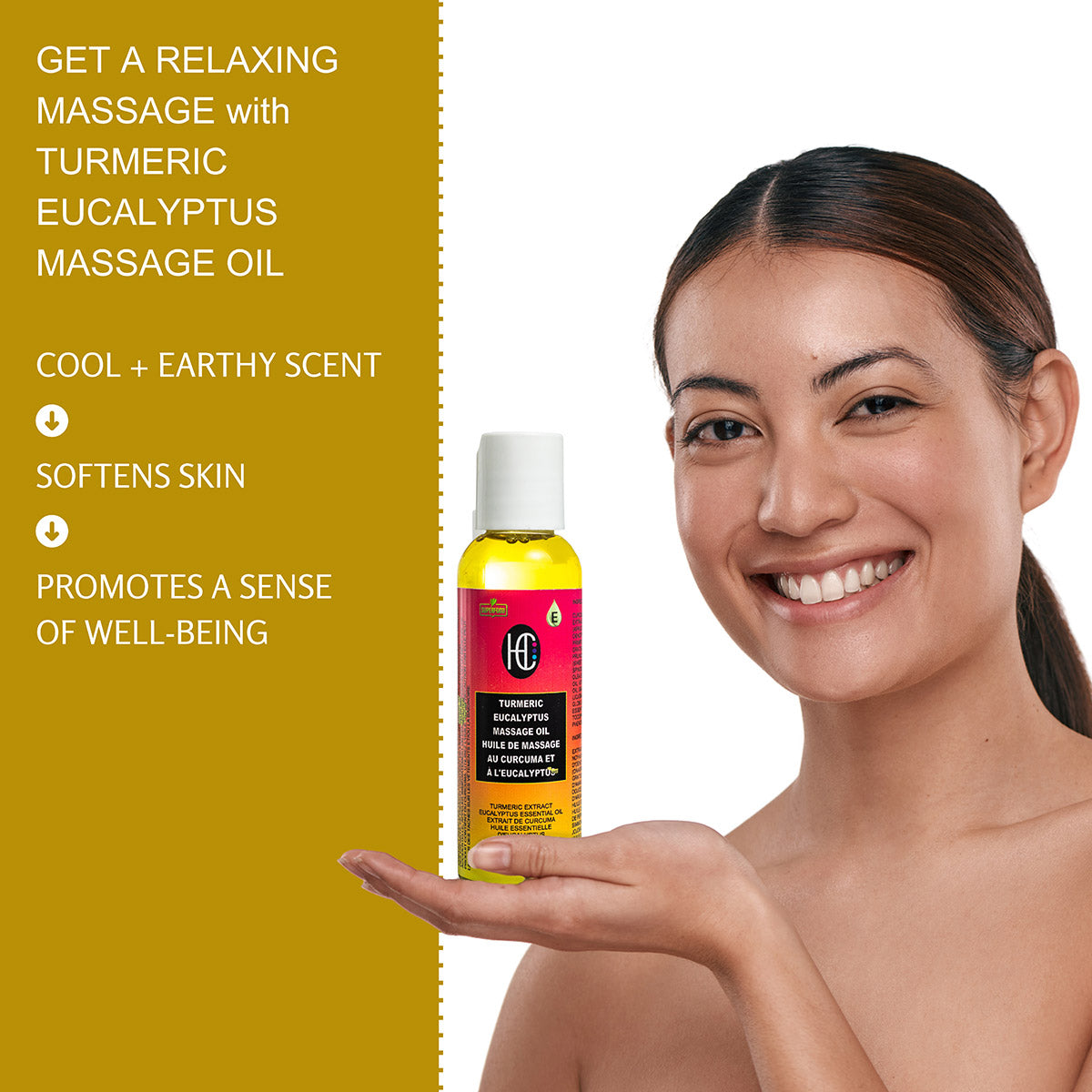 Turmeric & Eucalyptus Massage Oil – Relaxing, Cooling & Moisturizing | Matcha & Peppermint Infusion | 60mL