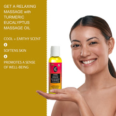 Turmeric & Eucalyptus Massage Oil – Relaxing, Cooling & Moisturizing | Matcha & Peppermint Infusion | 60mL