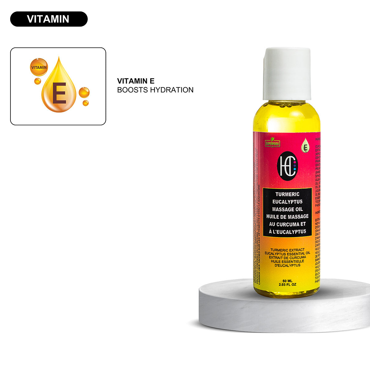 Turmeric & Eucalyptus Massage Oil – Relaxing, Cooling & Moisturizing | Matcha & Peppermint Infusion | 60mL