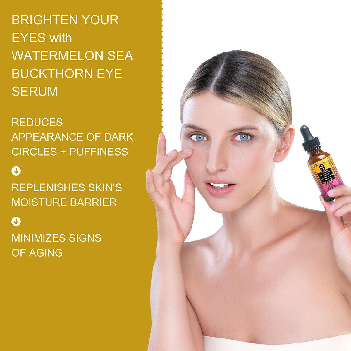 Watermelon & Sea Buckthorn Brightening Eye Serum – Reduces Dark Circles & Puffiness | Vitamin C + Caffeine Boost