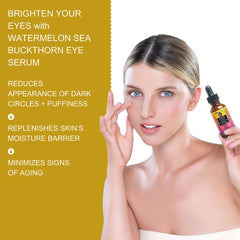 Watermelon & Sea Buckthorn Brightening Eye Serum – Reduces Dark Circles & Puffiness | Vitamin C + Caffeine Boost